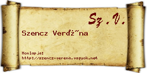 Szencz Veréna névjegykártya